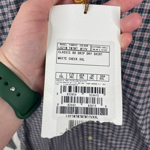 NWT Beretta Classic Wood Drip Dry Long Sleeve Button Down Shirt Black/White-3XL - Picture 4 of 5